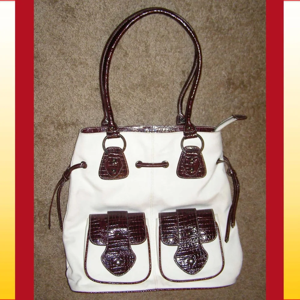 🍷New Earth Axxessories canvas & faux leather bag Summer tote